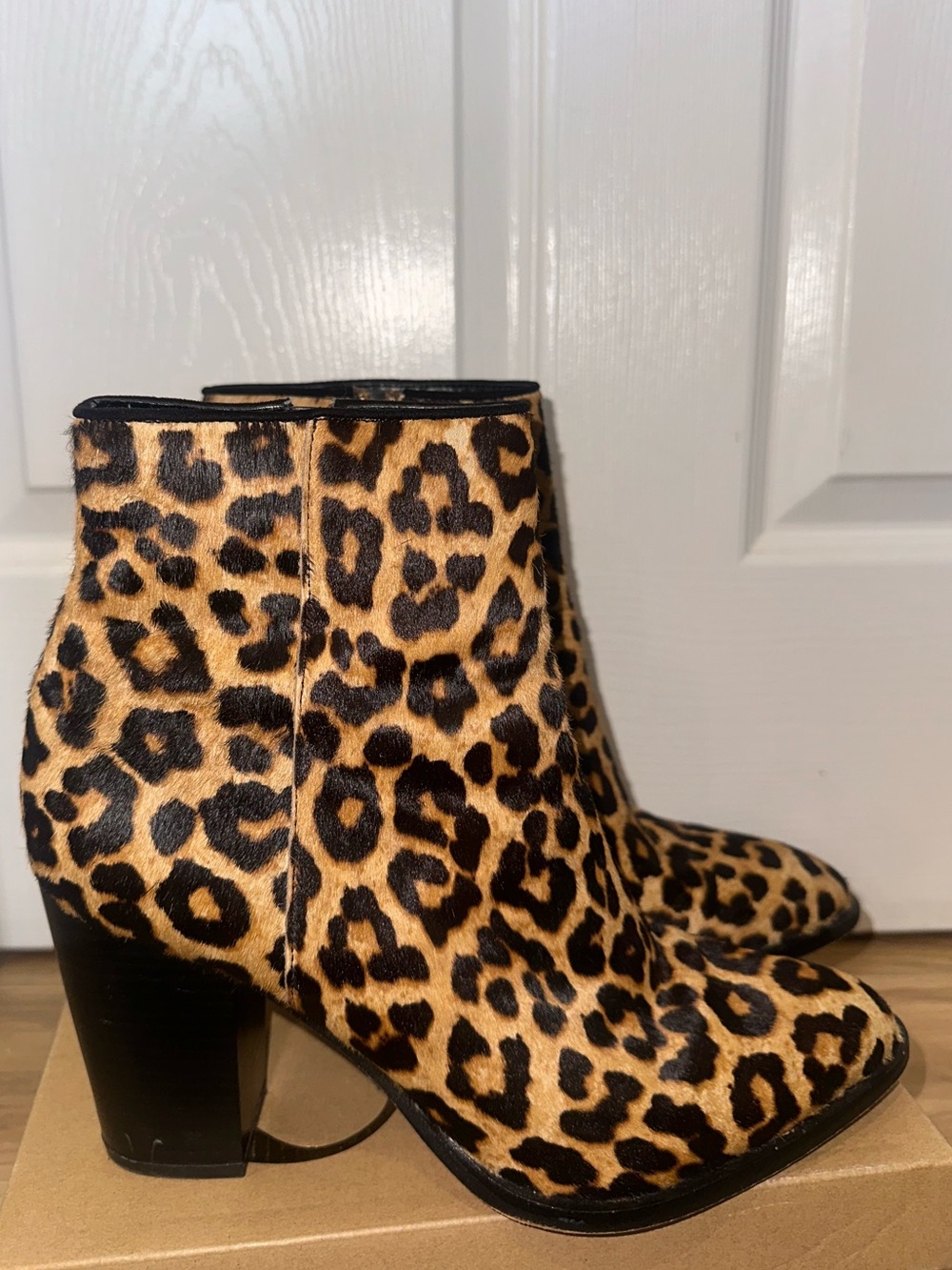 Sam Edelman Leopard Print Calf Hair Ankle Boots Booties- size 10